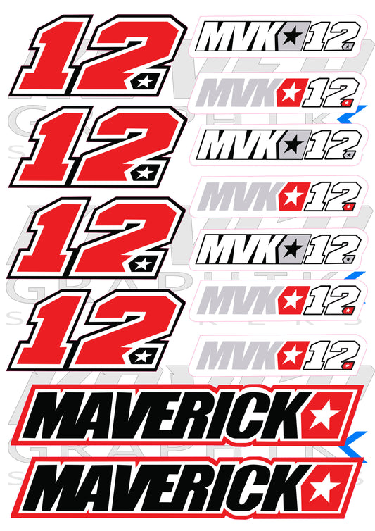 Stickers Moto GP inspiré MVK12 Maverick Viñales – Planche d’Autocollants Racing