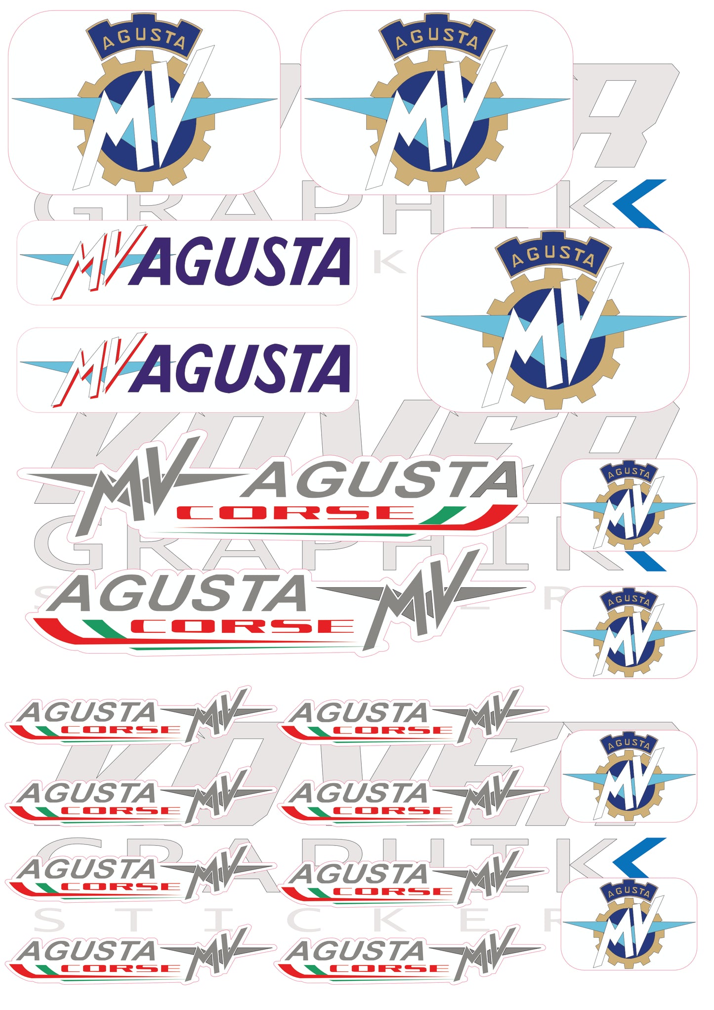 Stickers compatibles MV Agusta – Planche Autocollants Moto Corse Racing | Vinyle Premium