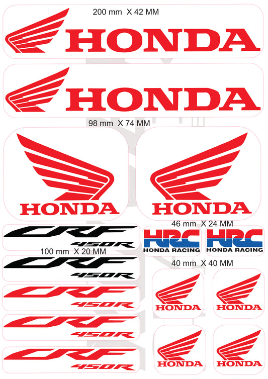 Stickers compatible Honda 450 CRF & HRC – Planche d’Autocollants Moto Vinyle