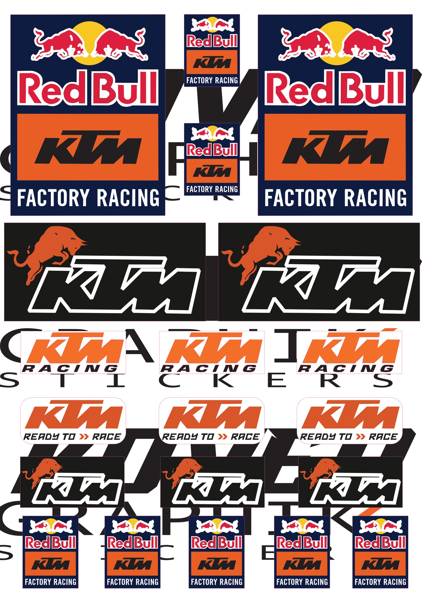 Planche Stickers compatibles KTM Red Bull Factory Racing – Autocollants Moto Cross Vinyle Premium