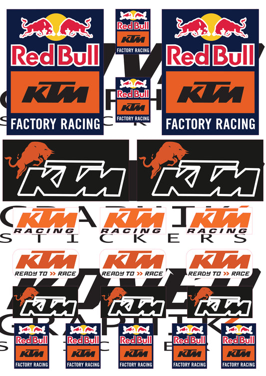 Planche Stickers compatibles KTM Red Bull Factory Racing – Autocollants Moto Cross Vinyle Premium