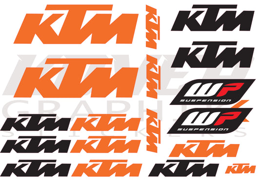 Planche Stickers compatibles KTM & WP Suspension – Autocollants Moto Vinyle Premium
