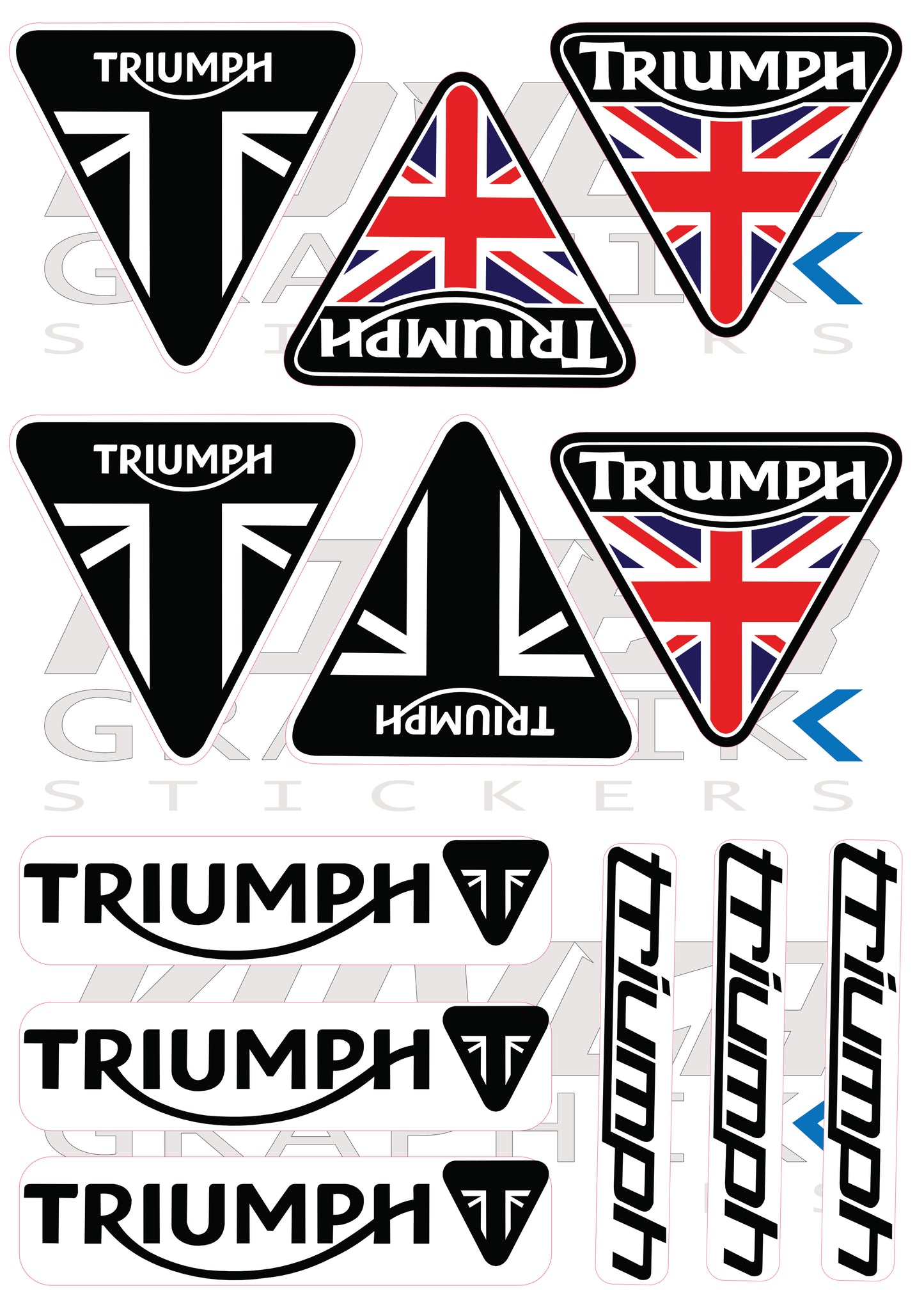 Planche de Stickers compatible Triumph – Moto & Union Jack | Kit Autocollants Vinyle Résistants