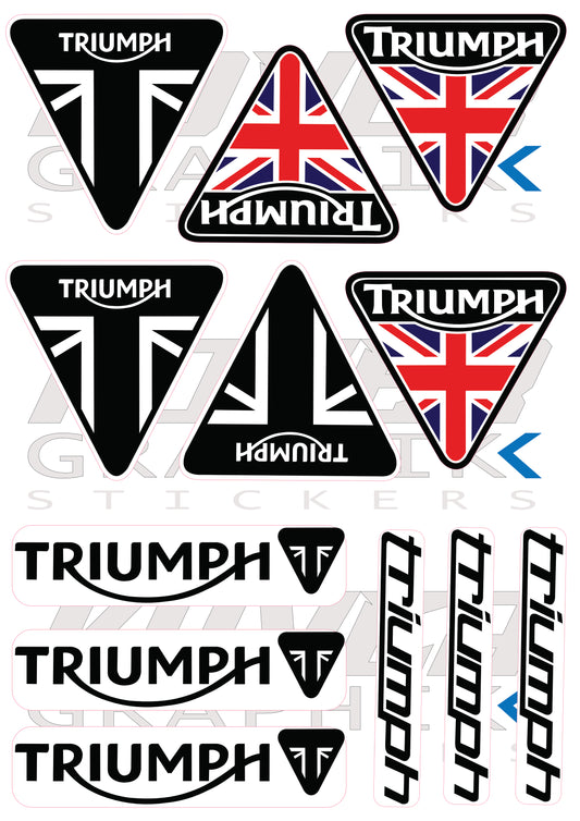 Planche de Stickers compatible Triumph – Moto & Union Jack | Kit Autocollants Vinyle Résistants