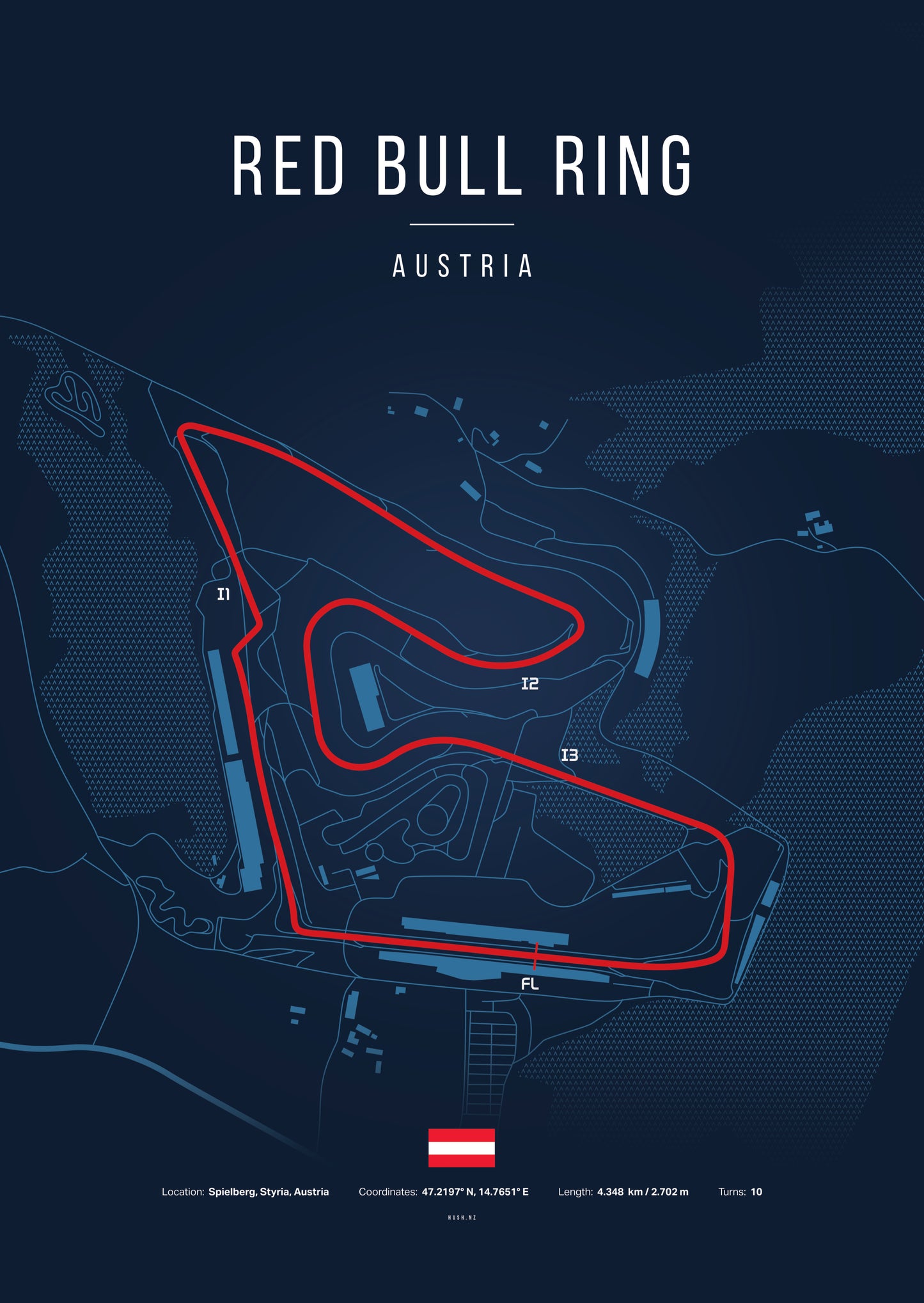 Poster Red Bull Ring – Circuit MotoGP Autriche | Déco murale racing – Kover Graphik