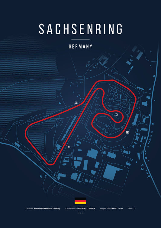 Poster Circuit de Sachsenring – Allemagne | Affiche MotoGP – Déco murale racing Kover Graphik