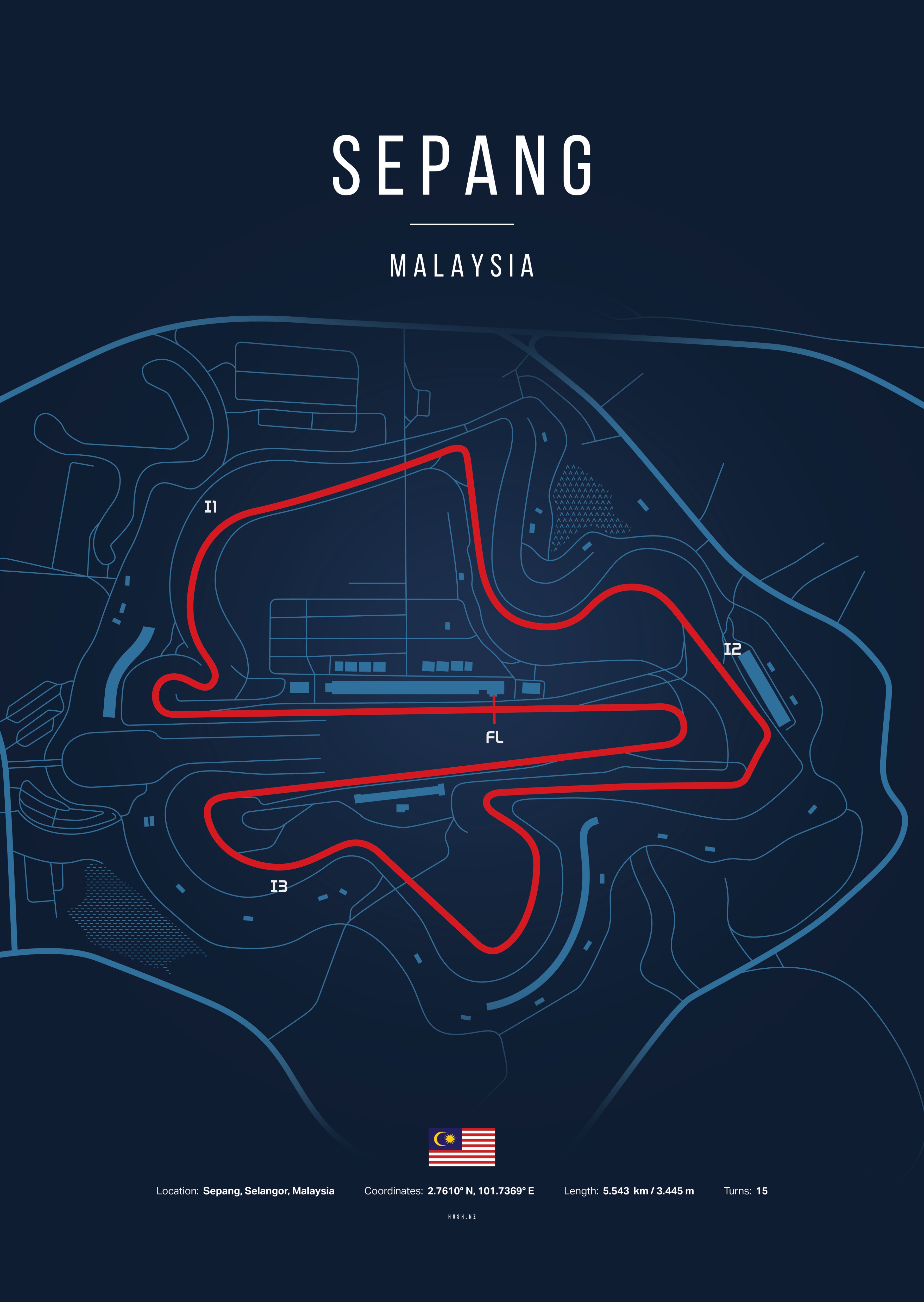 Poster Circuit de Sepang – Malaisie | Affiche MotoGP – Déco murale racing Kover Graphik