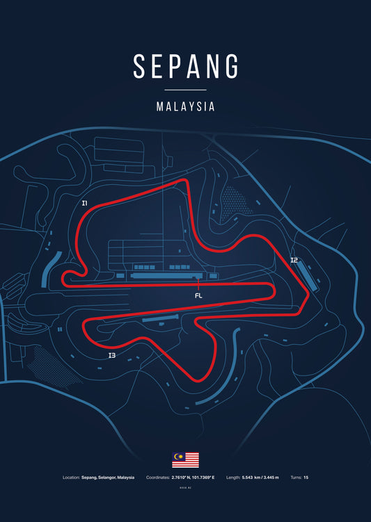 Poster Circuit de Sepang – Malaisie | Affiche MotoGP – Déco murale racing Kover Graphik