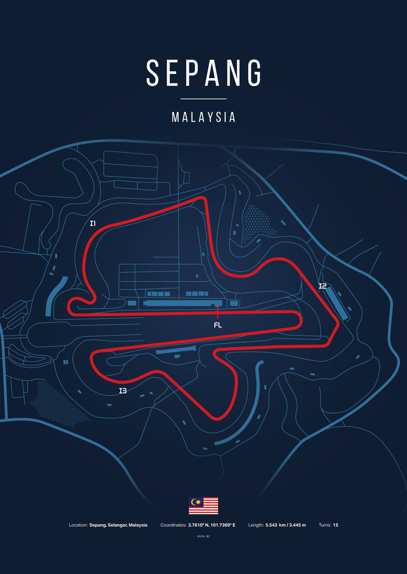 Poster Circuit de Sepang – Malaisie | Affiche MotoGP – Déco murale racing Kover Graphik-2