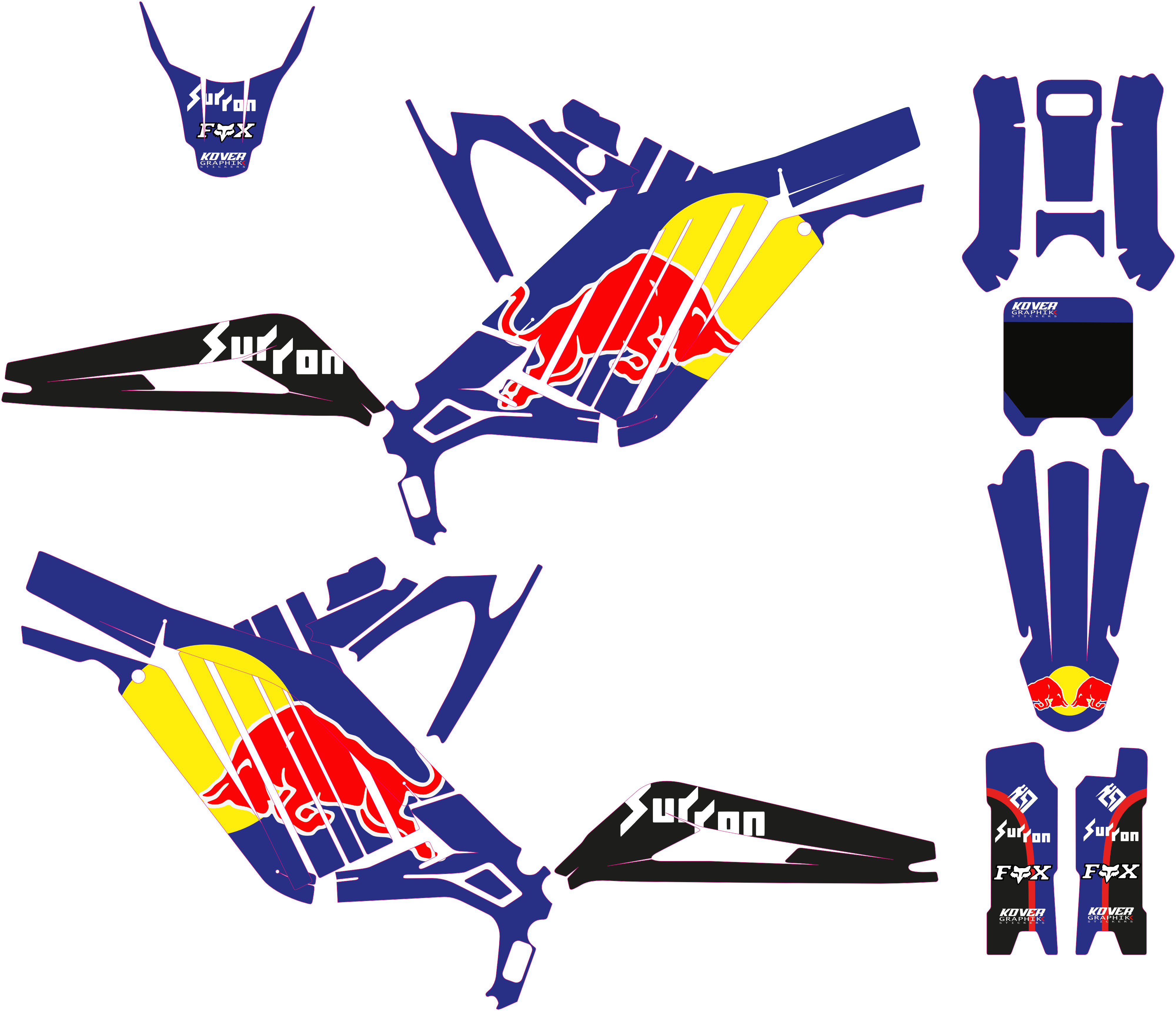 MOTORRAD-GRAFIKKIT, kompatibel mit Dirtbike YCF Pilot 2018-2025, Honda HRC-Stil