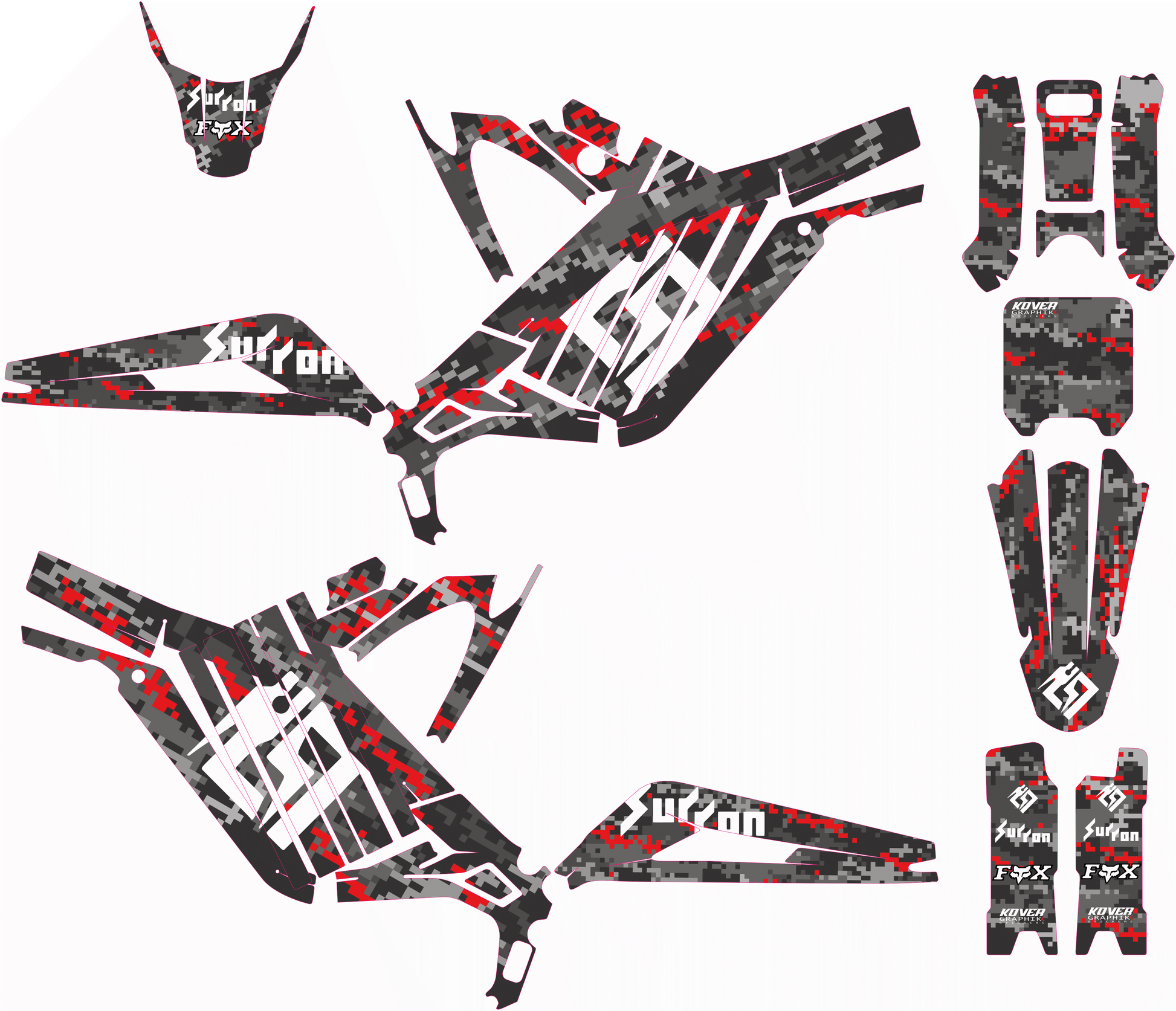 Kit déco Sur-Ron Light Bee – Camo pixel red-1