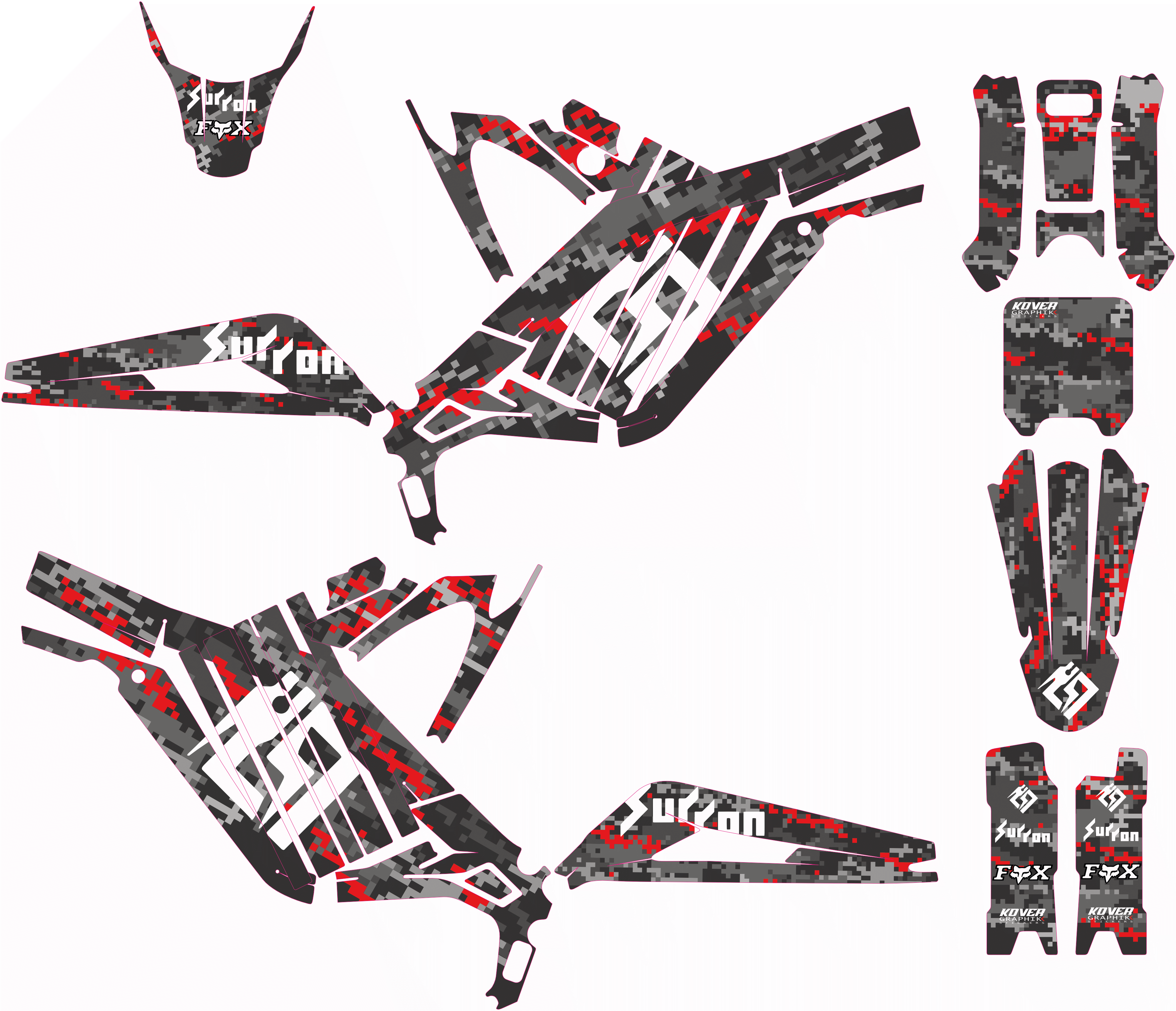 Kit déco Sur-Ron Light Bee – Camo pixel red