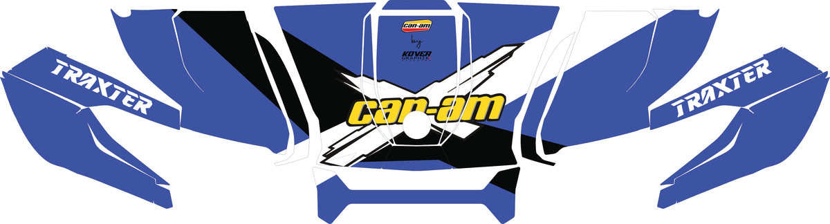 Kit déco capot Can-Am Traxter bleu – Design sport personnalisé-2