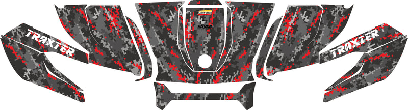 Kit déco capot Can-Am Traxter – Camo pixel rouge | Kover Graphik-2