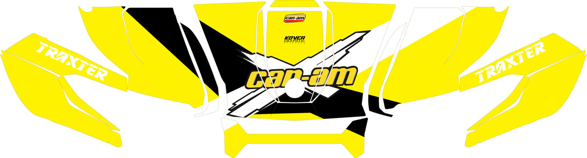 Kit déco capot Can-Am Traxter jaune – Design sport personnalisé-2