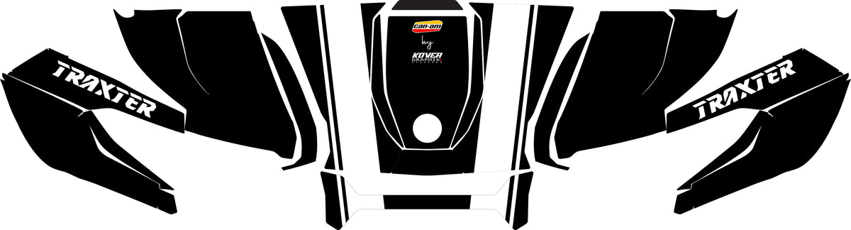 Visuel du Kit déco capot Can-Am Traxter bandes blanche- Design sport personnalisé - Traxter noir bande blanc