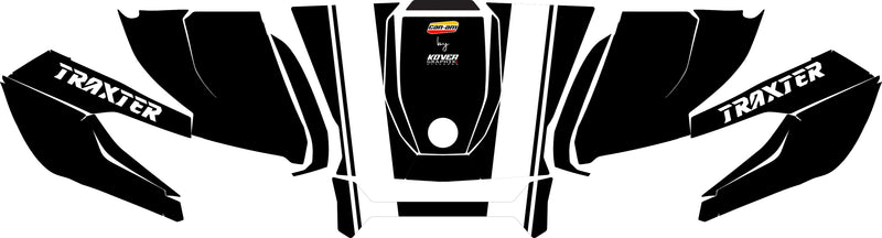 Visuel du Kit déco capot Can-Am Traxter bandes blanche- Design sport personnalisé - Traxter noir bande blanc