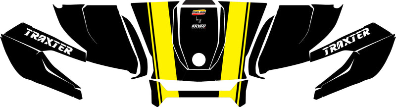 Visuel du Kit déco capot Can-Am Traxter bandes jaune - Design sport personnalisé - Traxter noir bande jaune