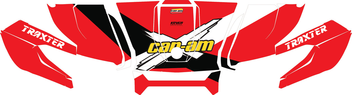 Kit déco capot Can-Am Traxter rouge – Design sport personnalisé-2