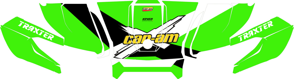 Kit déco capot Can-Am Traxter vert – Design sport personnalisé-2