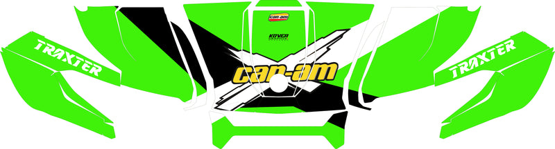 Kit déco capot Can-Am Traxter vert – Design sport personnalisé-2