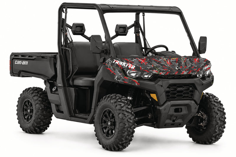 Kit déco capot Can-Am Traxter – Camo pixel rouge | Kover Graphik-1