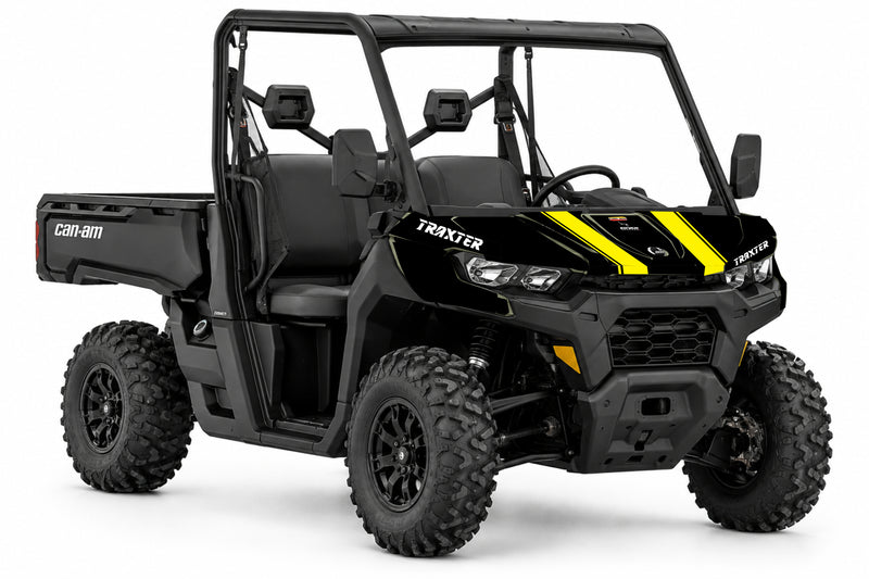 Aperçu du Kit déco capot Can-Am Traxter bandes jaune - Design sport personnalisé