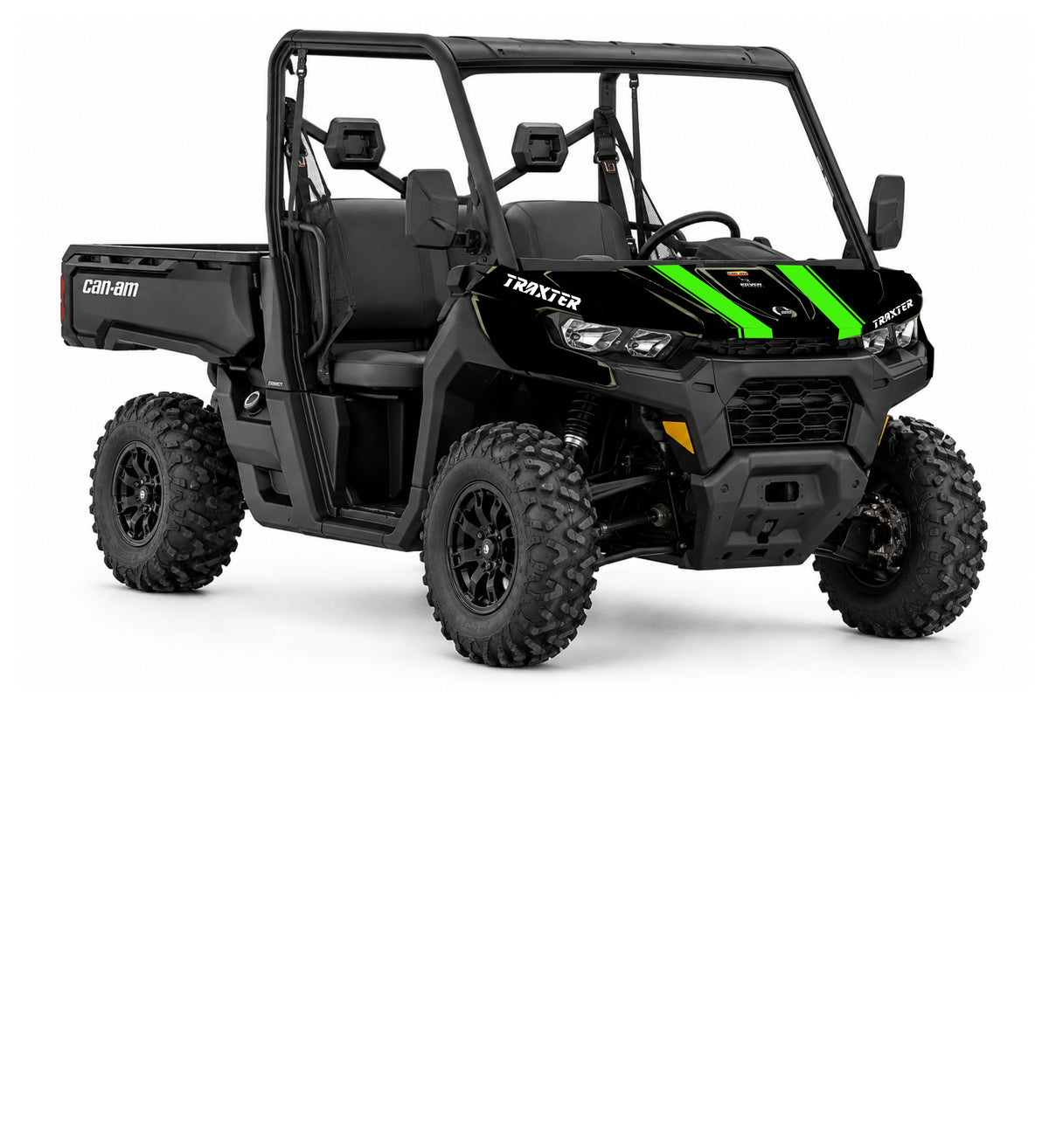 Aperçu du Kit déco capot Can-Am Traxter bandes vert - Design sport personnalisé