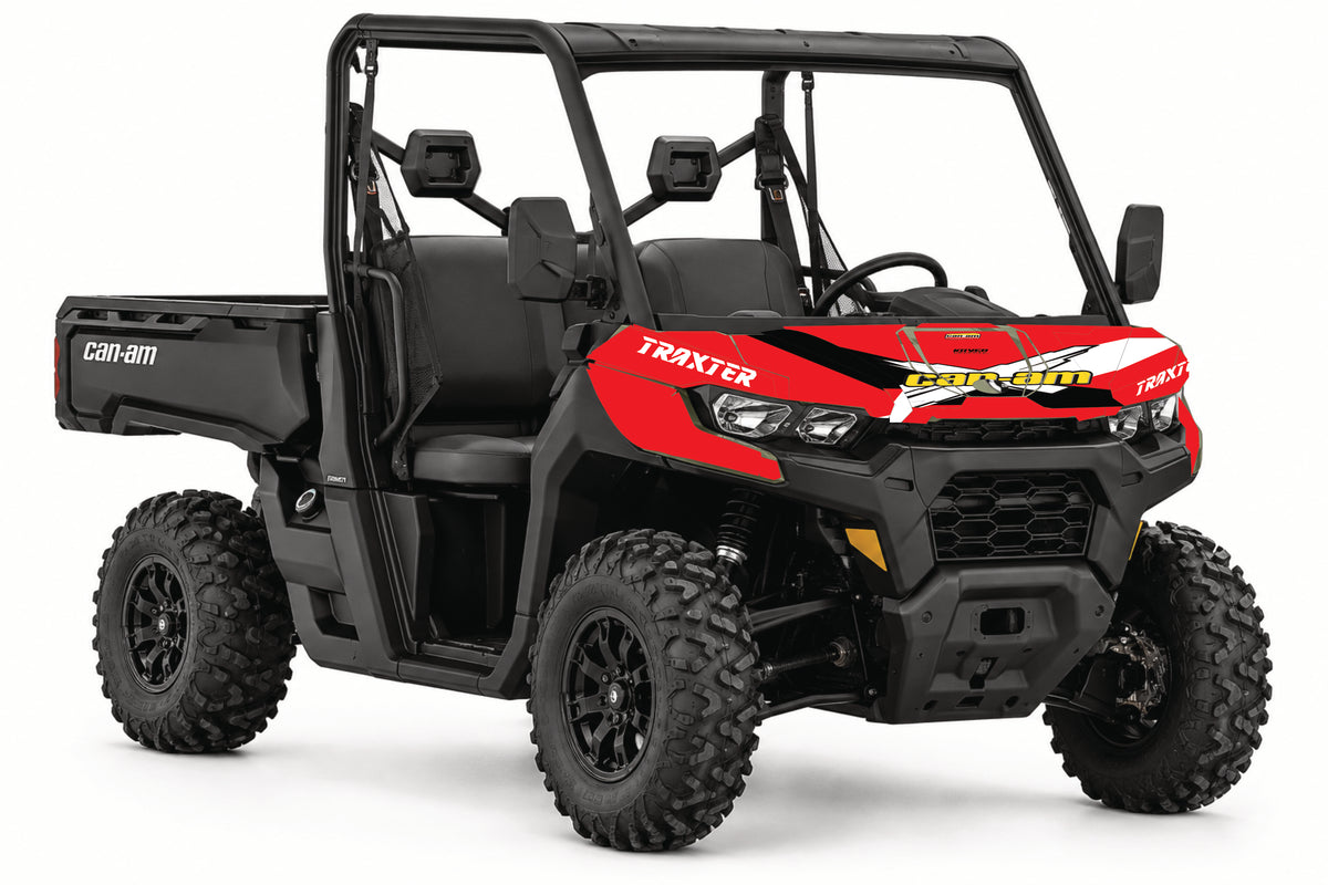 Kit déco capot Can-Am Traxter rouge – Design sport personnalisé