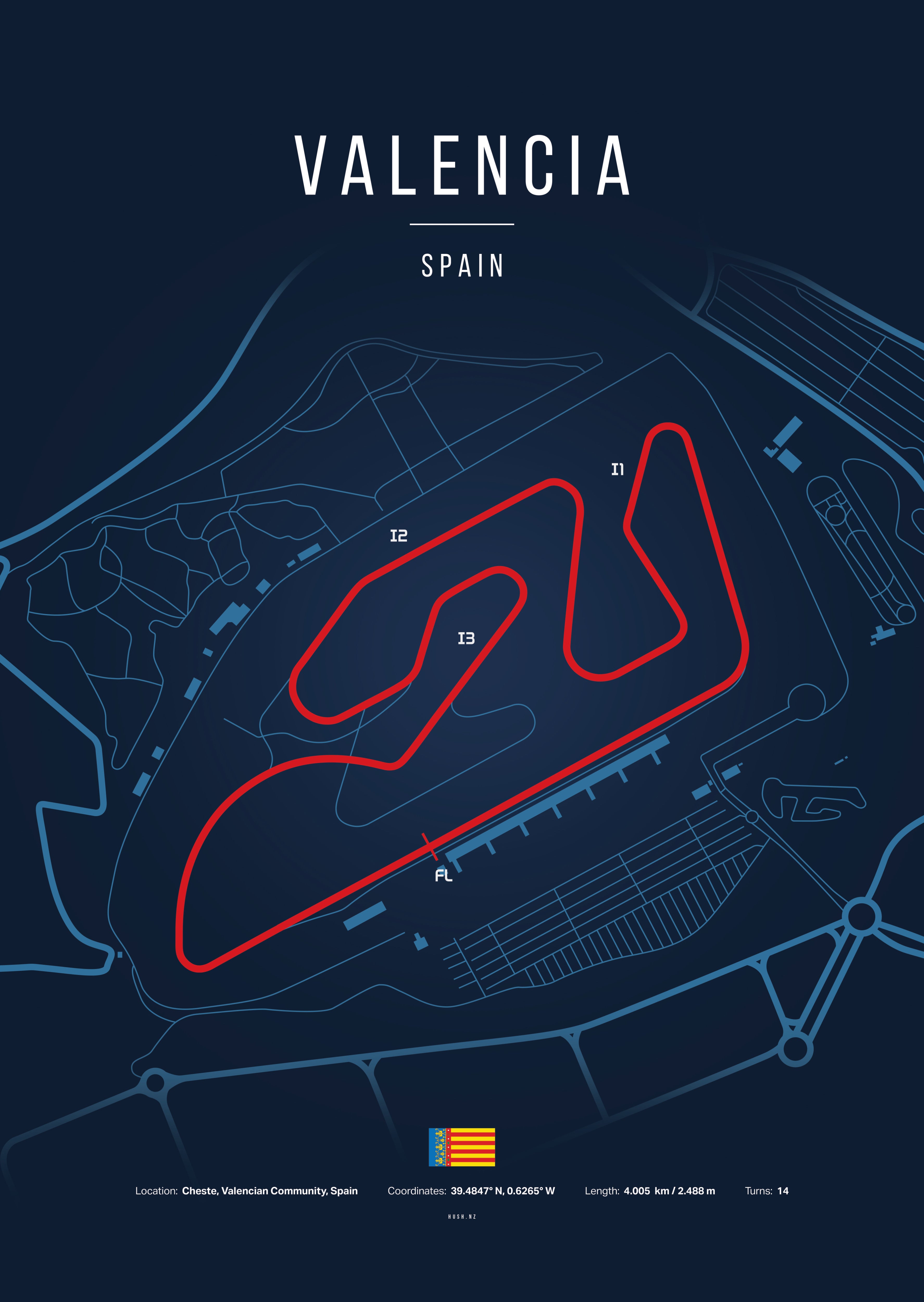 Valencia Circuit Poster – Spanien | MotoGP Poster – Kover Graphik Racing Wanddekoration