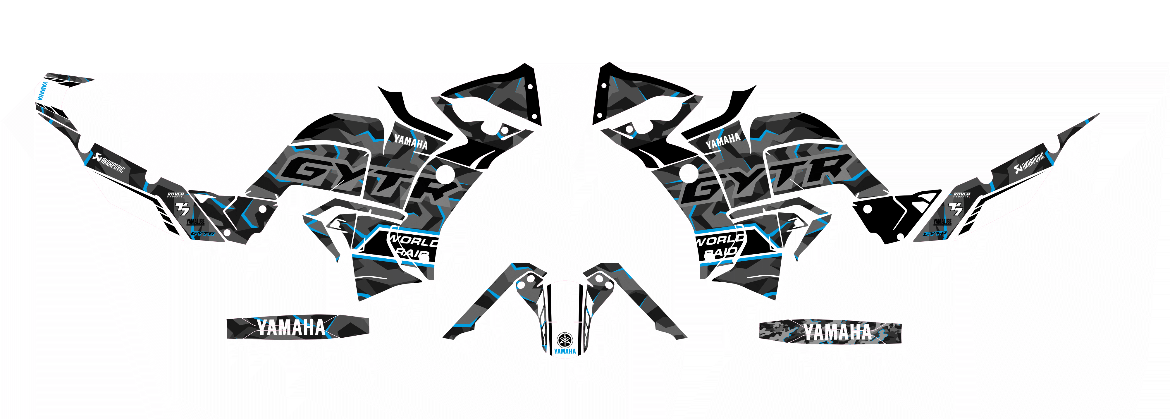 Kit Déco Yamaha Ténéré 700 World Raid (2022 à aujourd’hui) – Design camo Blue