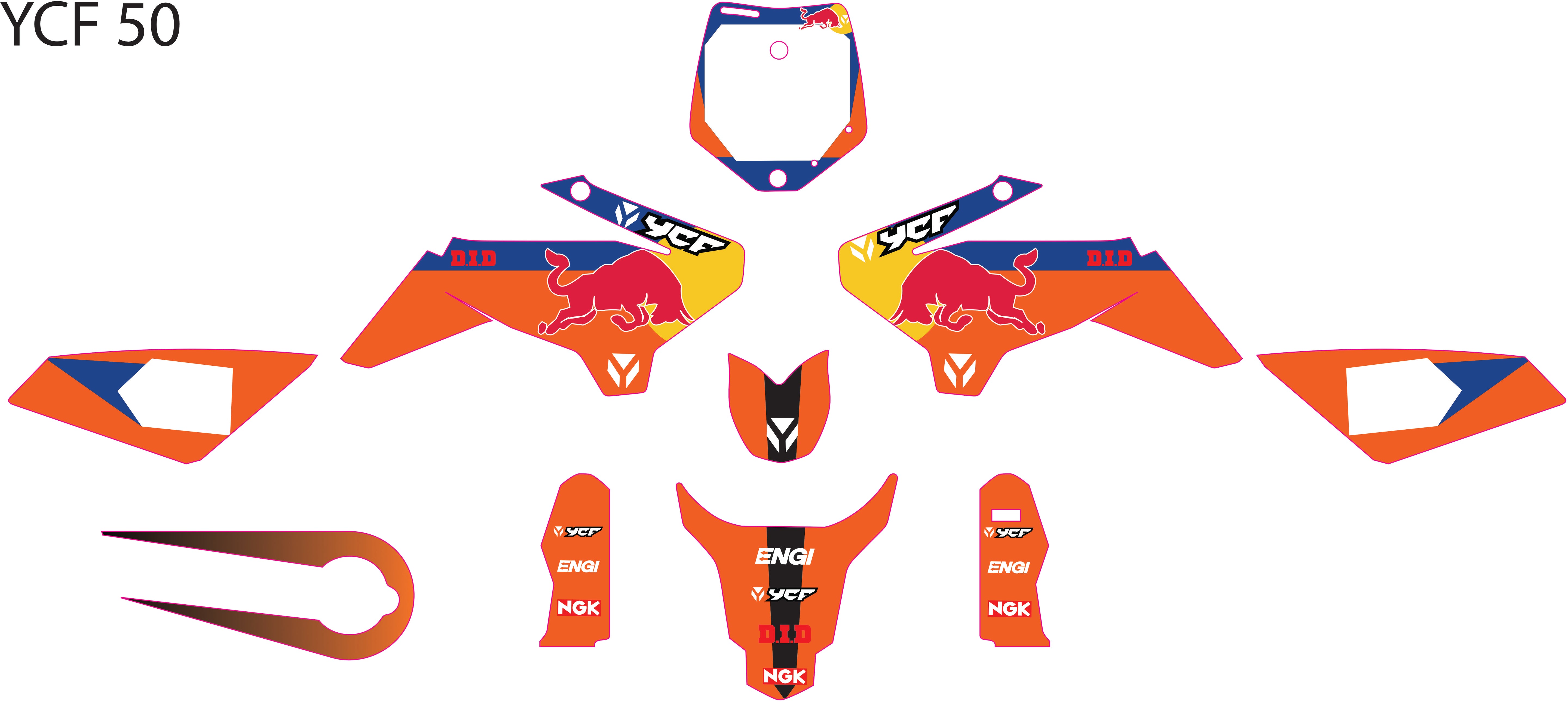 Kit Déco YCF 50 (2012–2022) Orange – Style Racing Dynamique