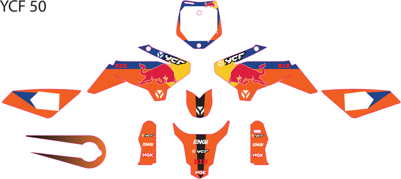 Kit Déco YCF 50 (2012–2022) Orange – Style Racing Dynamique-1
