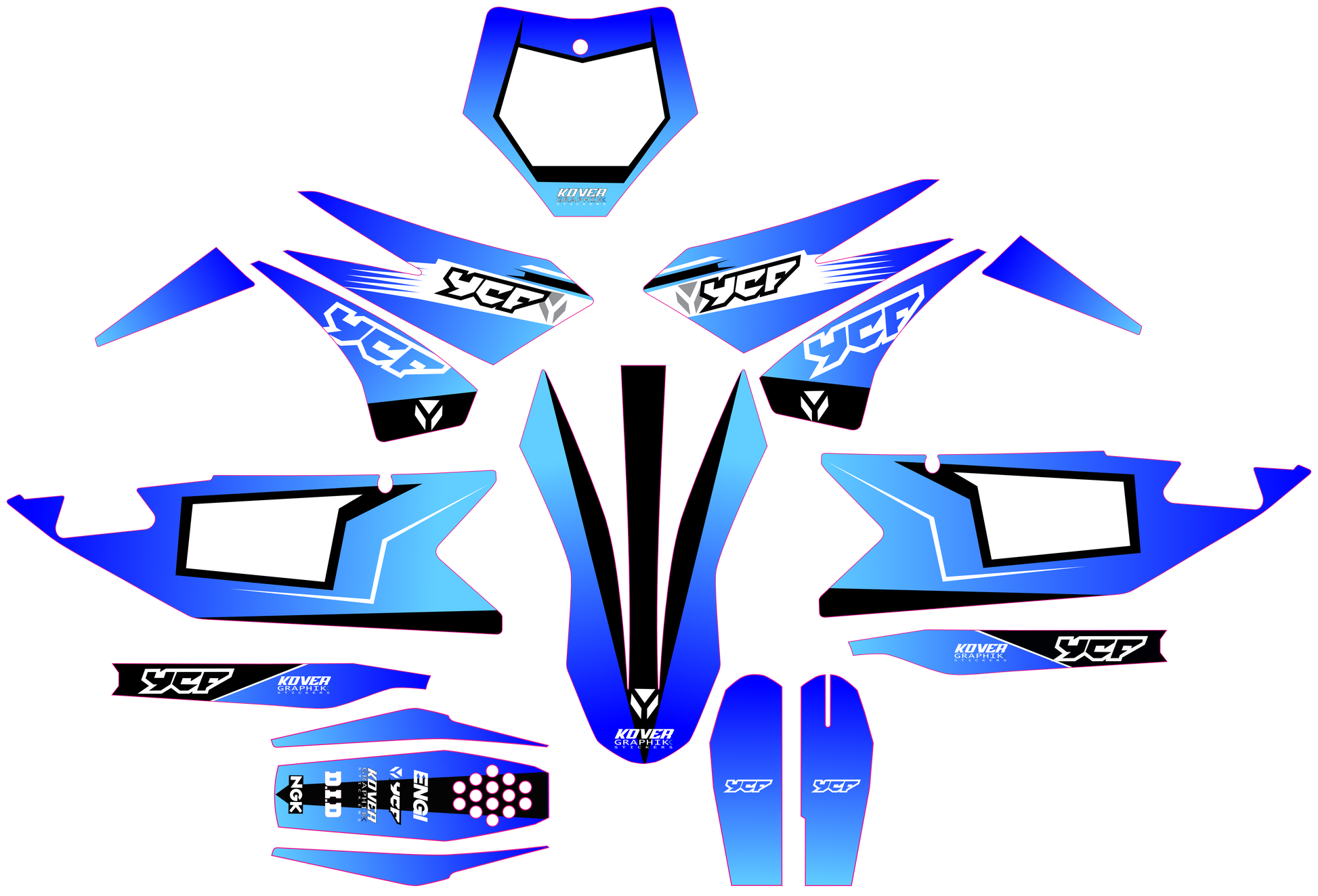 Kit Déco YCF Bigy 150 / 190 (2022+) Bleu Dégradé – Design Premium-1