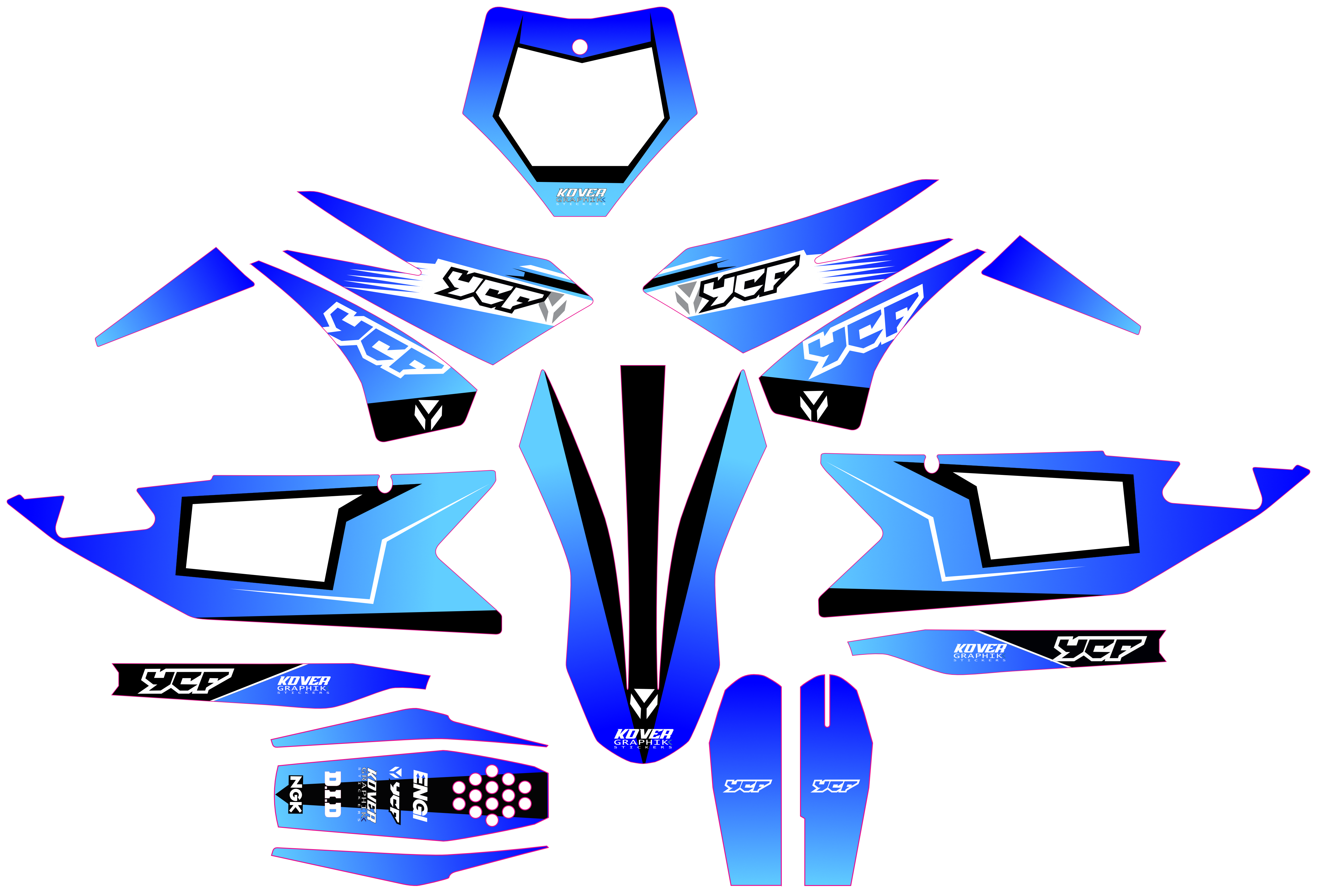 Kit Déco YCF Bigy 150 / 190 (2022+) Bleu Dégradé – Design Premium
