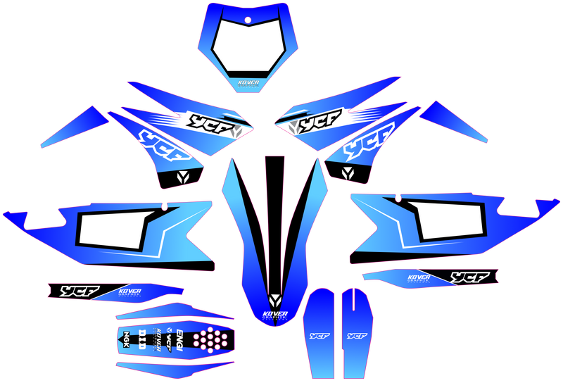 Kit Déco YCF Bigy 150 / 190 (2022+) Bleu Dégradé – Design Premium-1