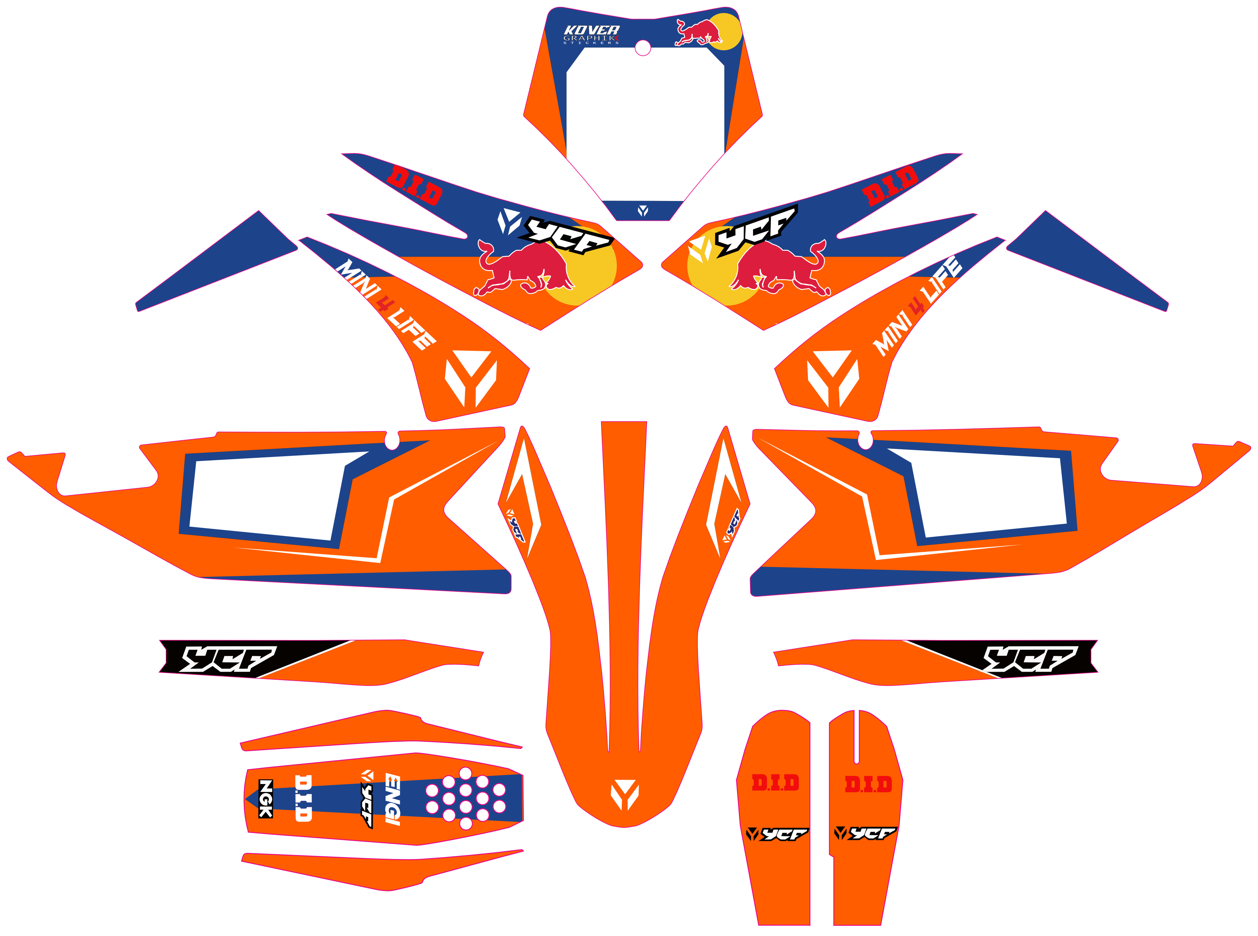 Kit Déco YCF Bigy 150 / 190 (2022+) Orange – Style Racing