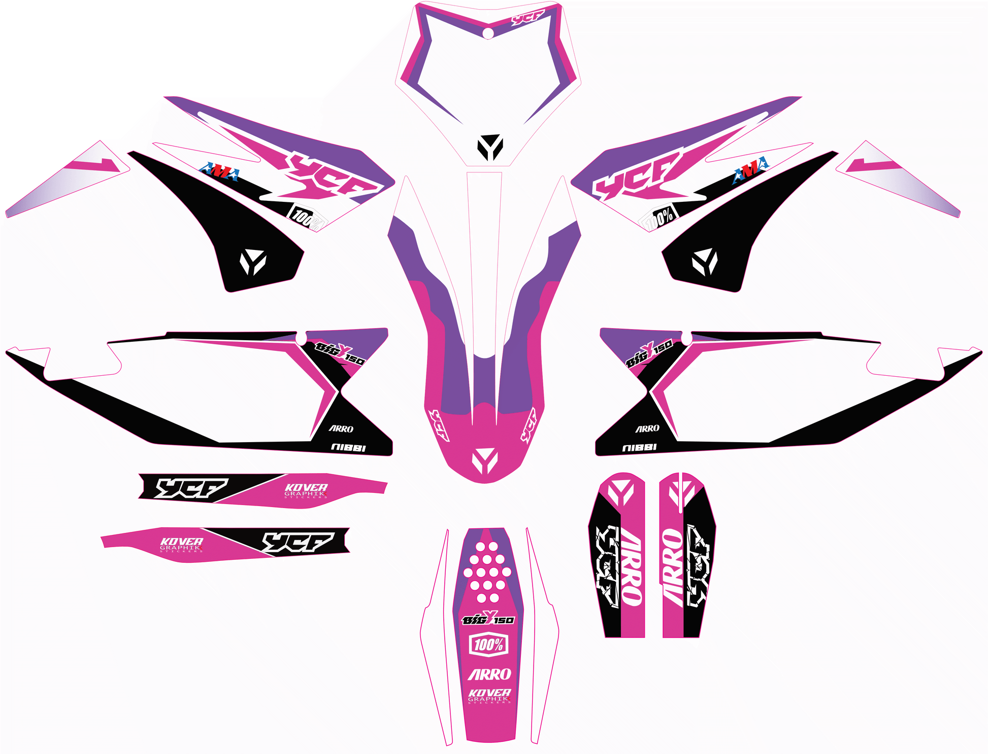 Kit Déco YCF Bigy 150 / 190 (2022+) Rose – Style Moderne-2