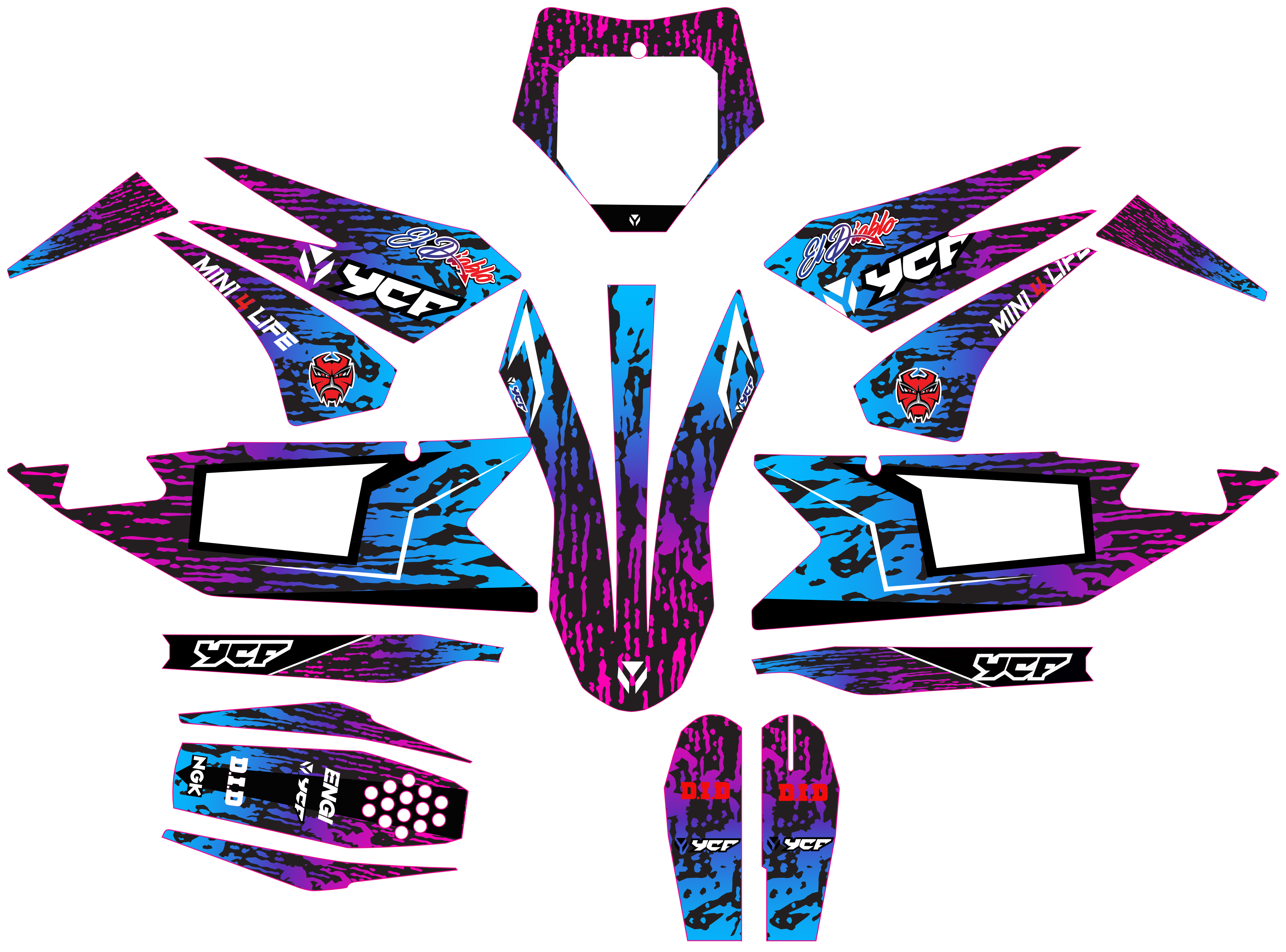 Kit Déco YCF Bigy 150 / 190 (2022+) Multicouleur – Design Graphique