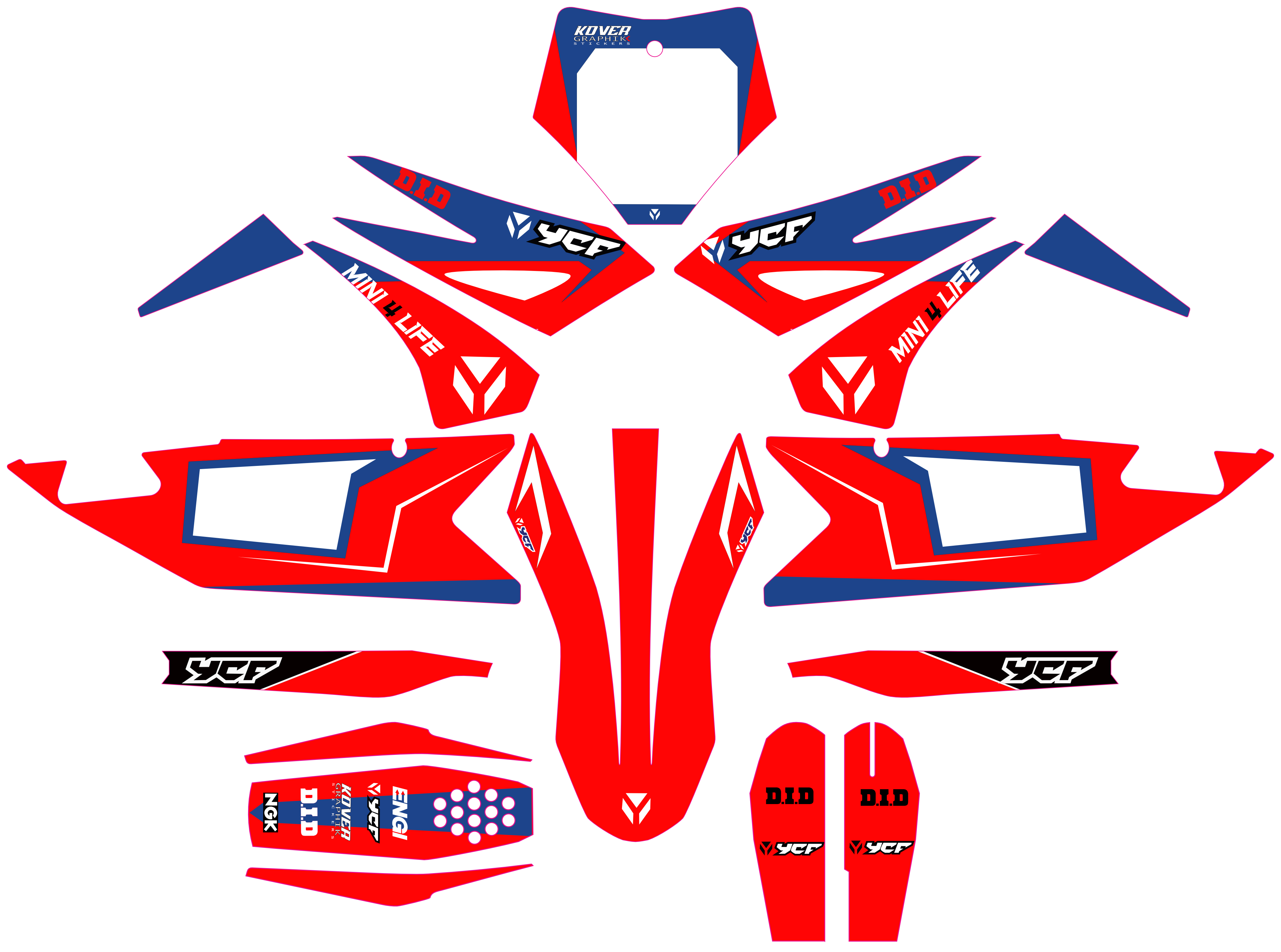 Kit Déco YCF Bigy 150 / 190 (2022+) Rouge – Style Compétition