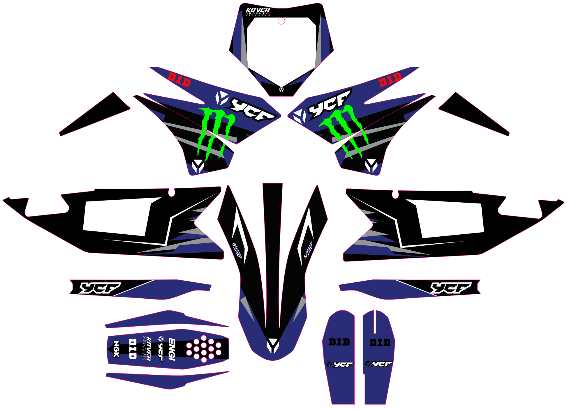 Kit Déco YCF Bigy 150 / 190 (2022+) Bleu – Style Factory-1