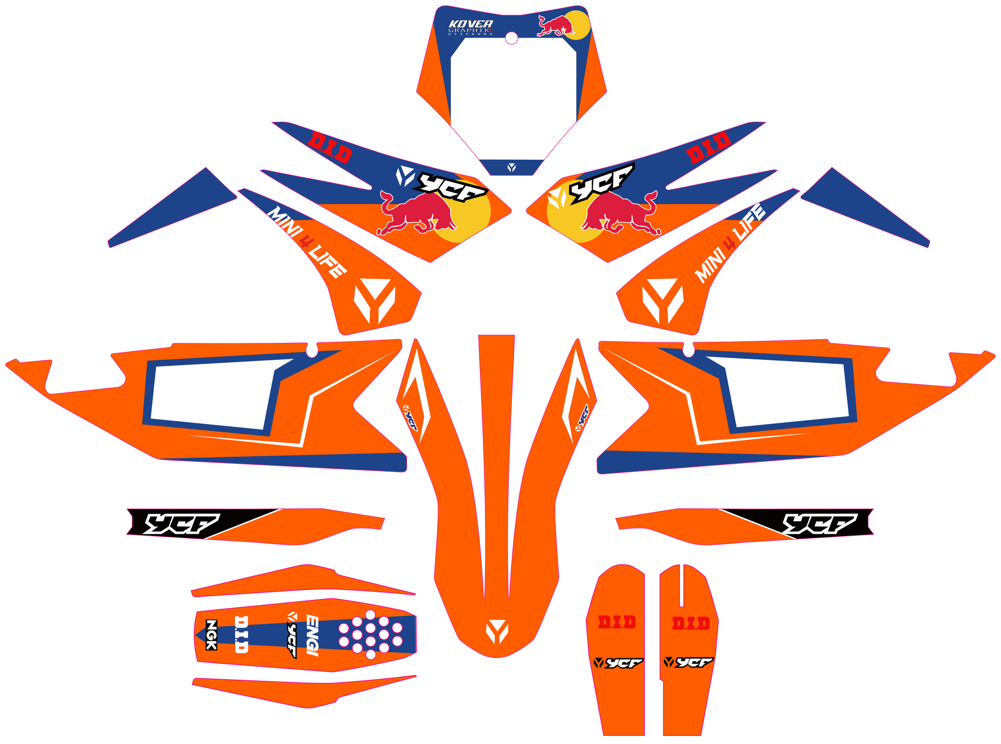 Kit Déco YCF Bigy 150 / 190 (2022+) Orange – Style Racing-1