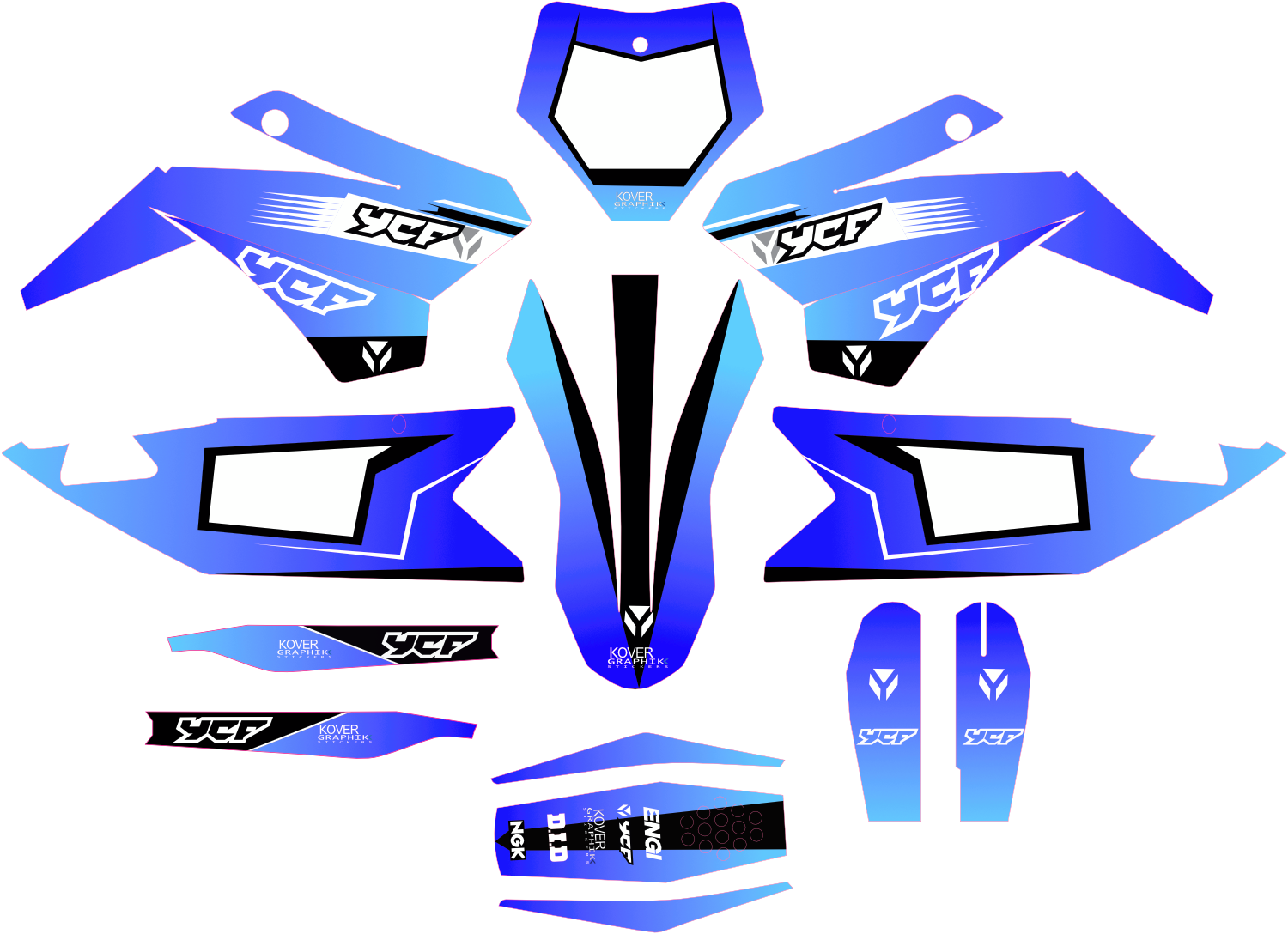 Kit Déco YCF Bigy 150 / 190 (2017–2021) Bleu Dégradé – Design Premium