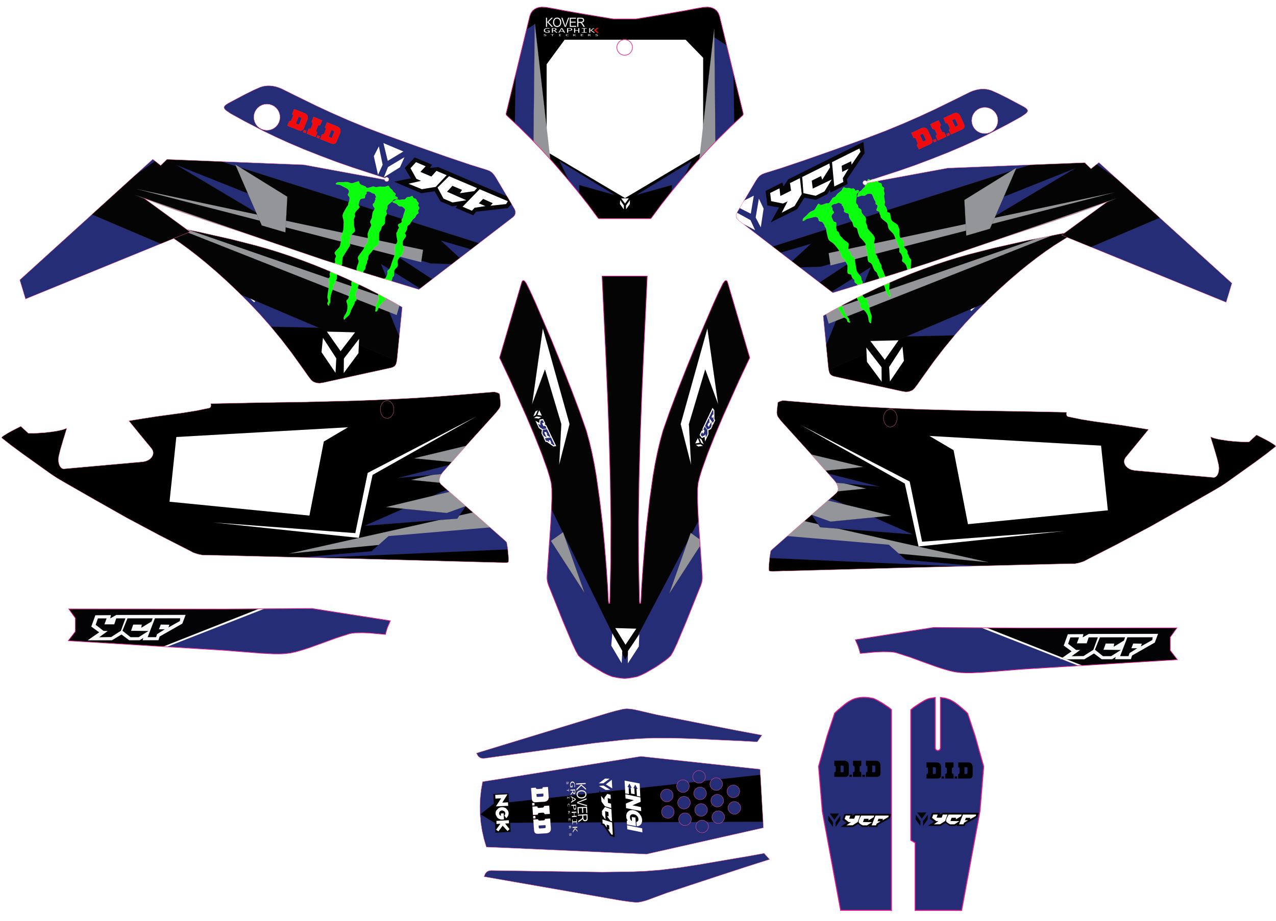 Kit Déco YCF Bigy 150 / 190 (2017–2021) Bleu – Style Factory