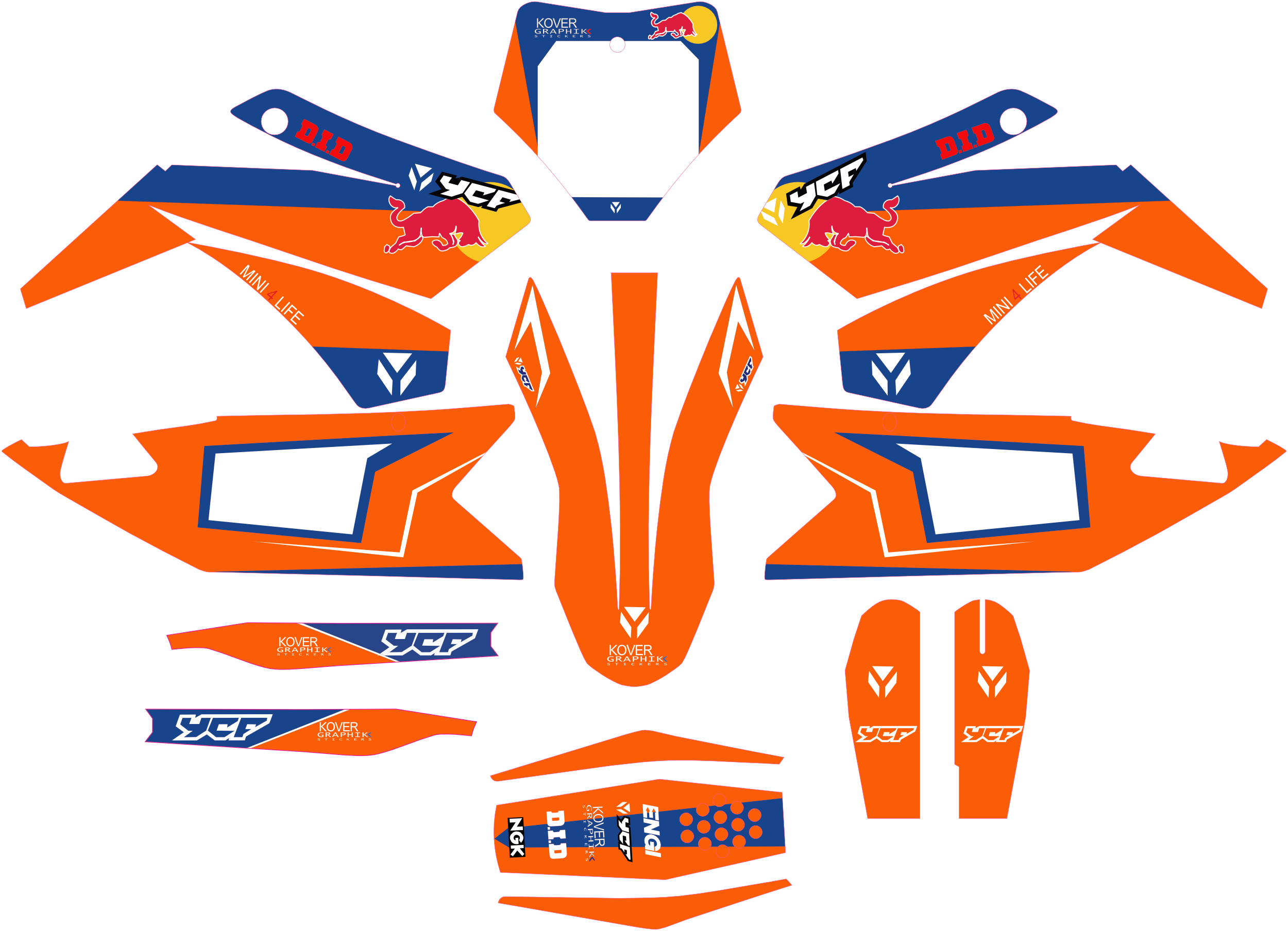Kit Déco YCF Bigy 150 / 190 (2017–2021) Orange – Style Racing