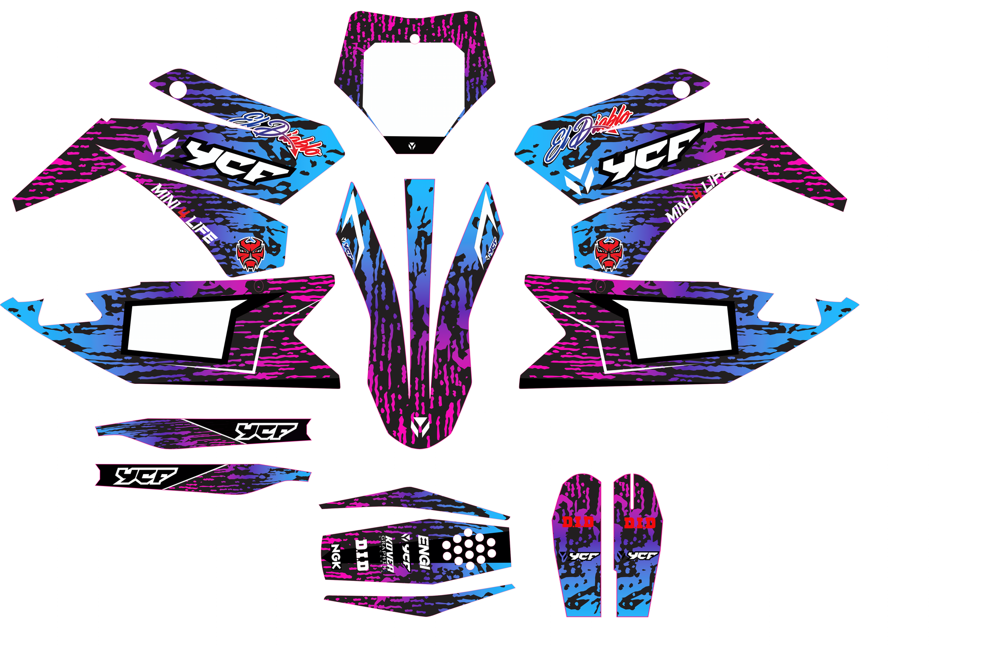Kit Déco YCF Bigy 150 / 190 (2017–2021) Multicouleur – Design Graphique-2