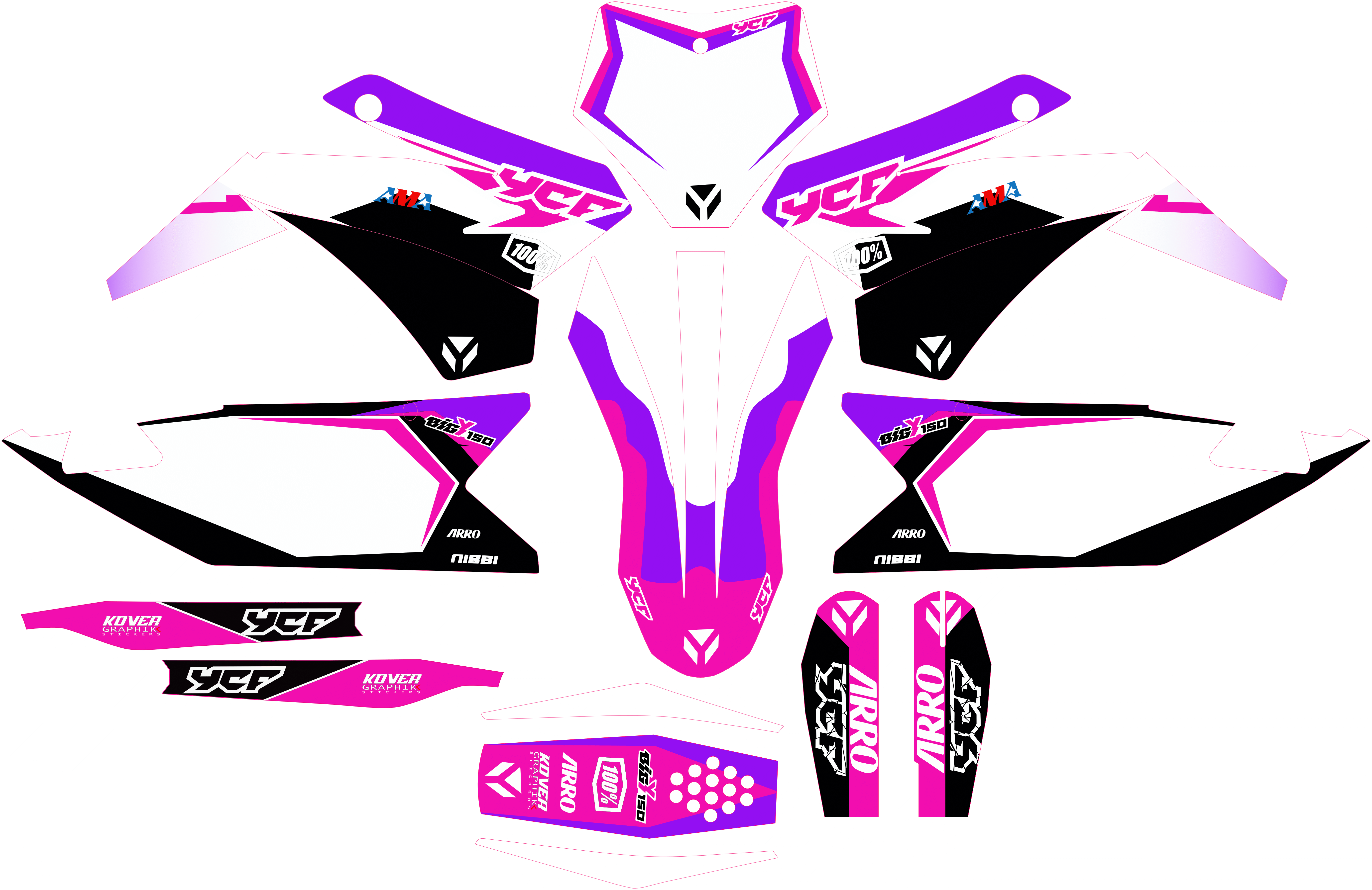Kit Déco YCF Bigy 150 / 190 (2017–2021) Rose – Style Moderne