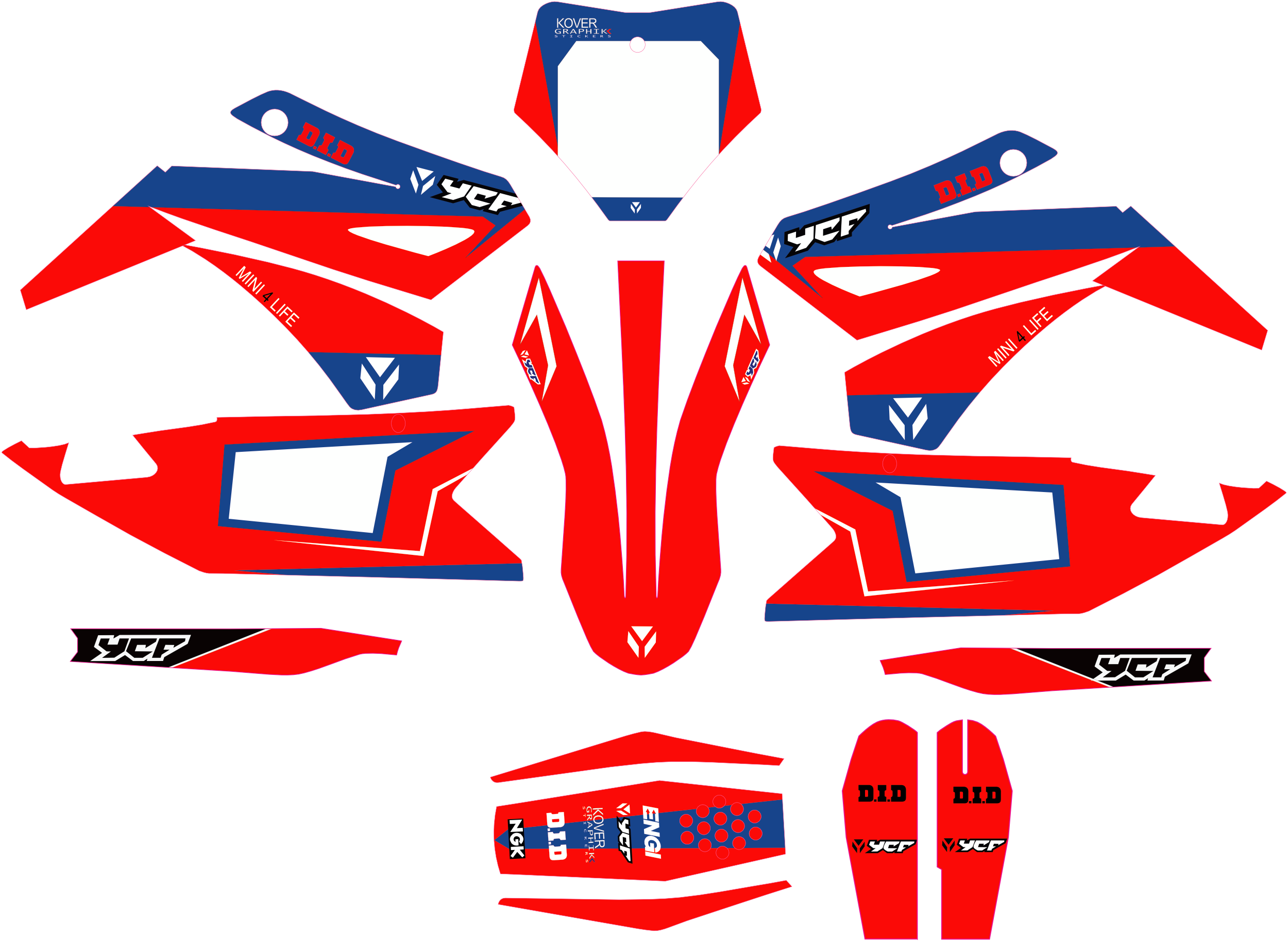 Kit Déco YCF Bigy 150 / 190 (2017–2021) Rouge – Style Racing
