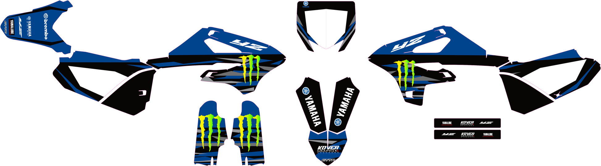 MOTORRAD-GRAFIKKIT, kompatibel mit Dirtbikes YCF Start 88/125 und 125SM, Yamaha-Rennstil-1