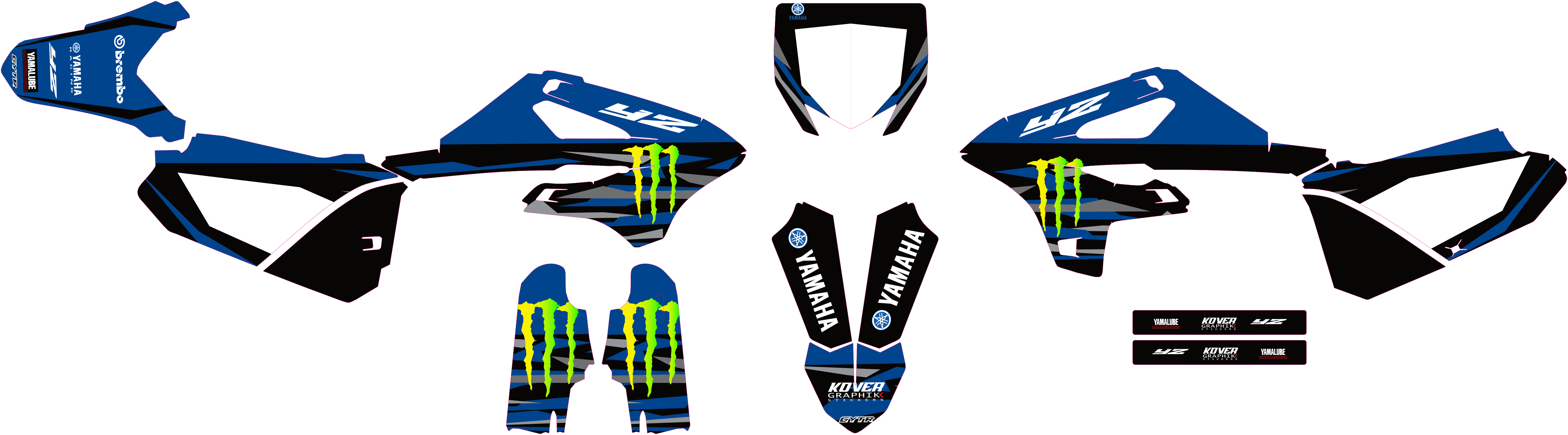 MOTORRAD-GRAFIKKIT, kompatibel mit Dirtbikes YCF Start 88/125 und 125SM, Yamaha-Rennstil